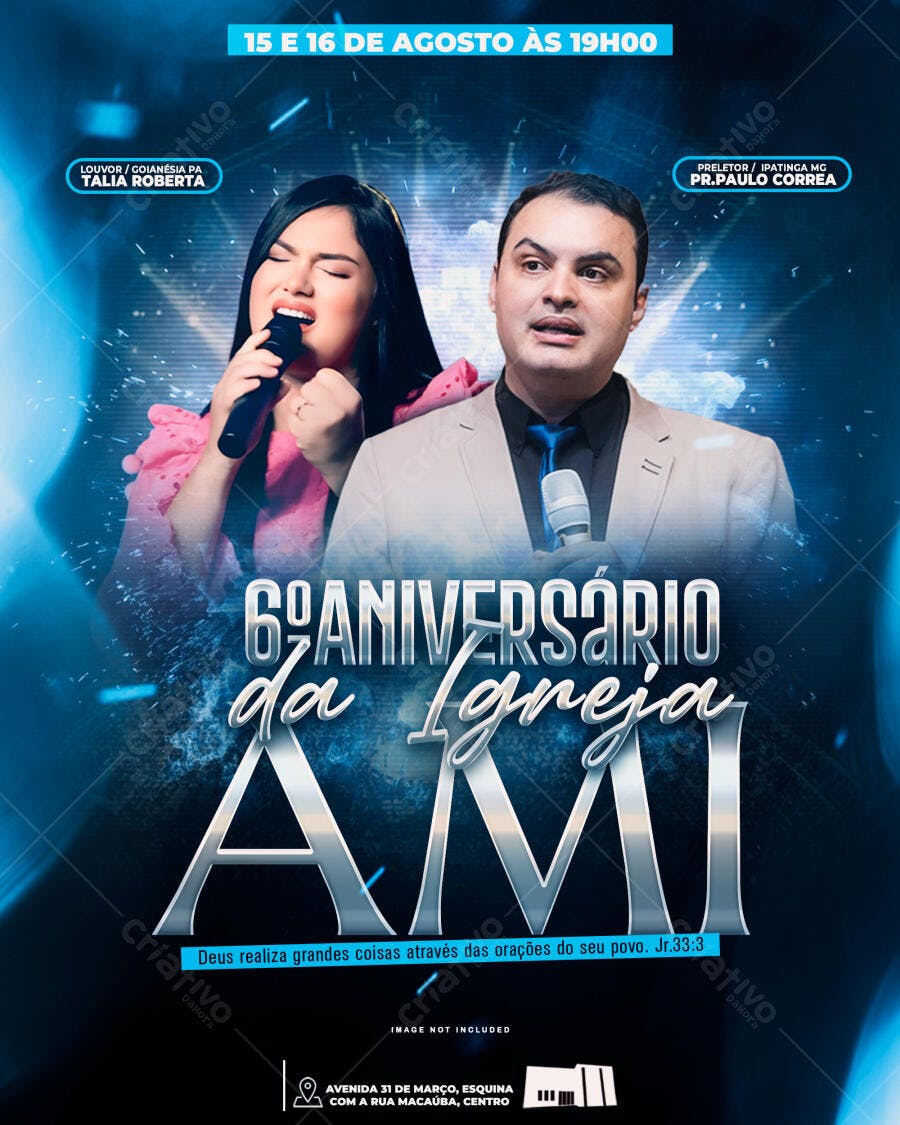 Flyer 6º Aniversário Igreja AMI PSD Editável