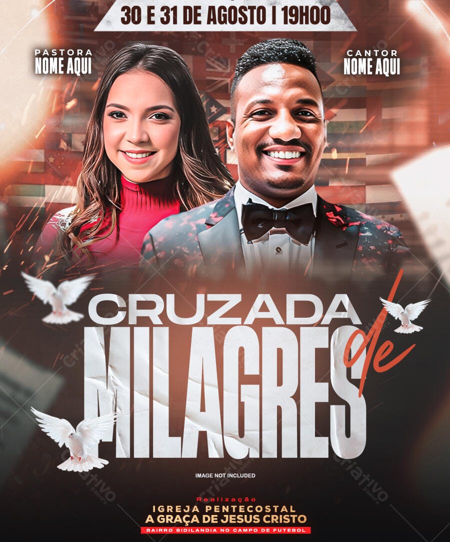 Flyer para Cruzada de Milagres PSD Editável