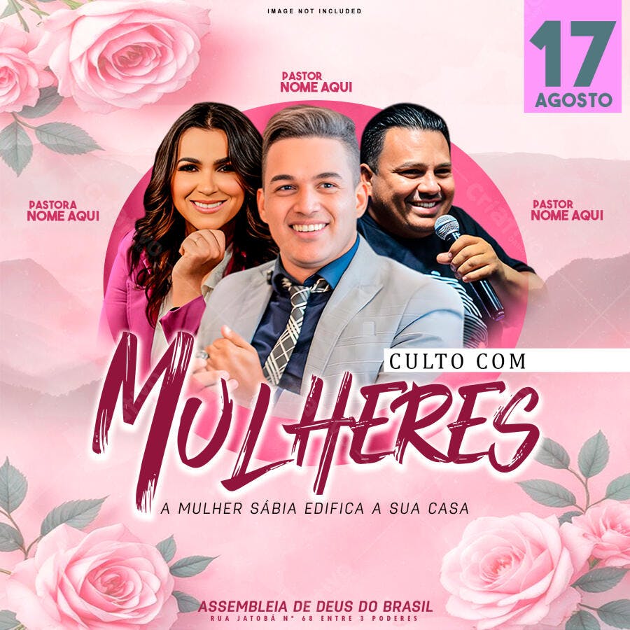 Flyer para Culto com Mulheres PSD Editável