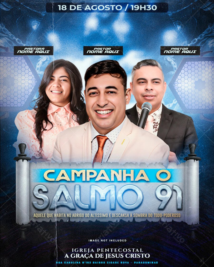 Flyer para Campanha Salmo 91 PSD Editável
