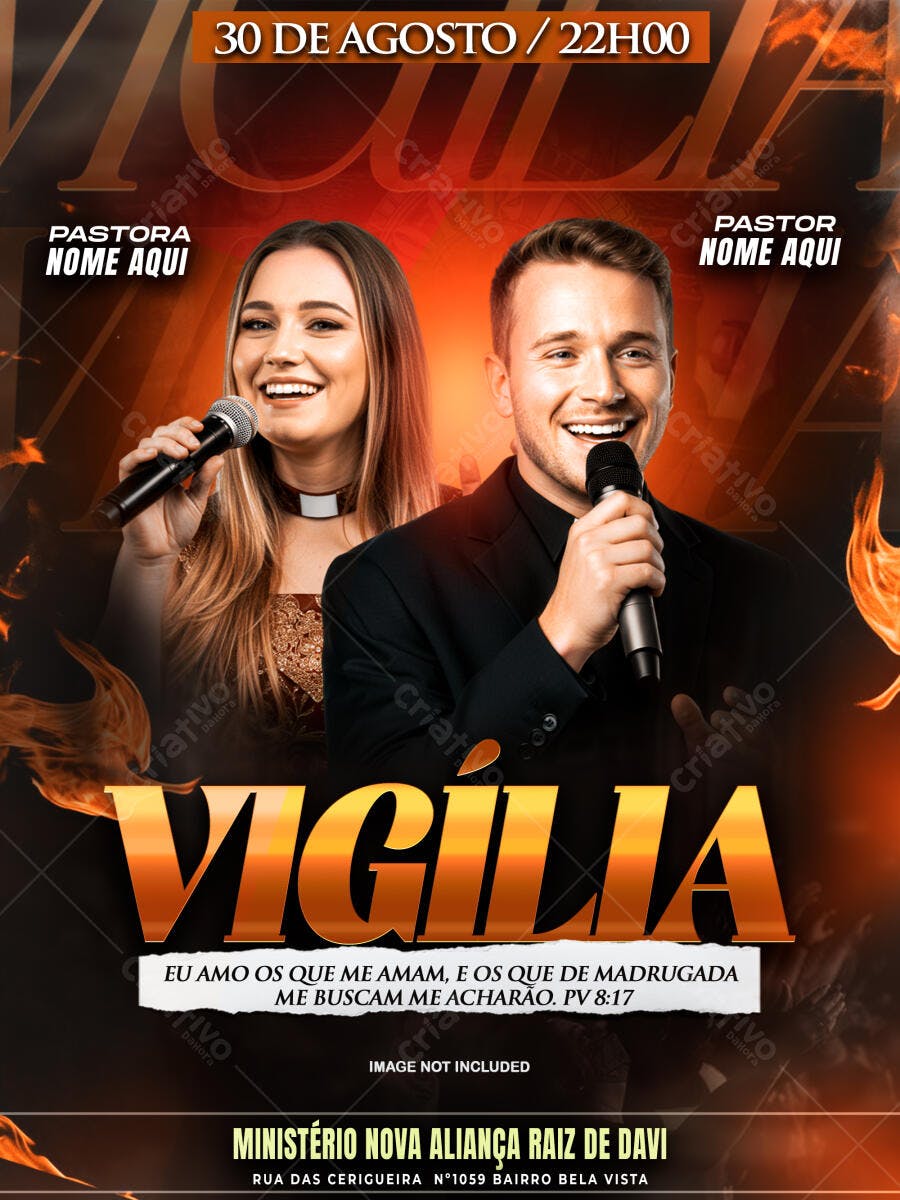 Flyer para Vigília Cristã PSD Editável