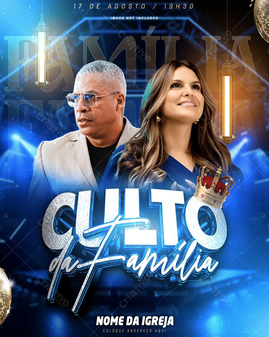 Flyer para Culto da Família PSD Editável