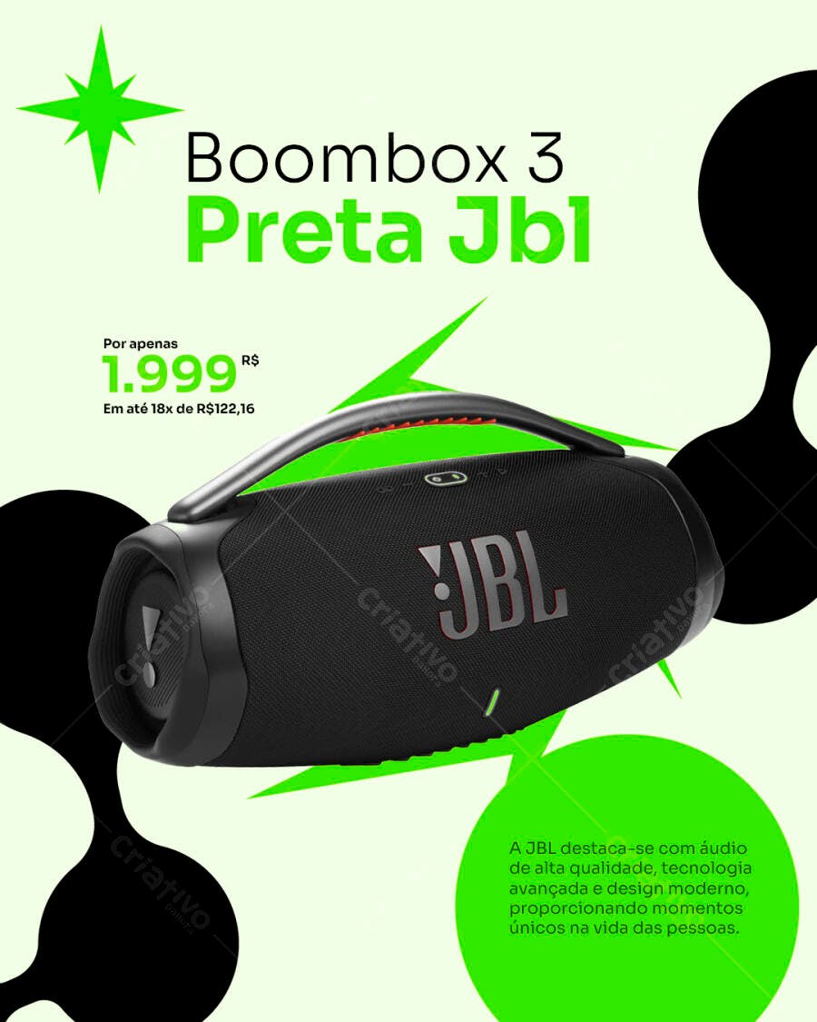 Flyer JBL Boombox 3 Preta PSD Editável
