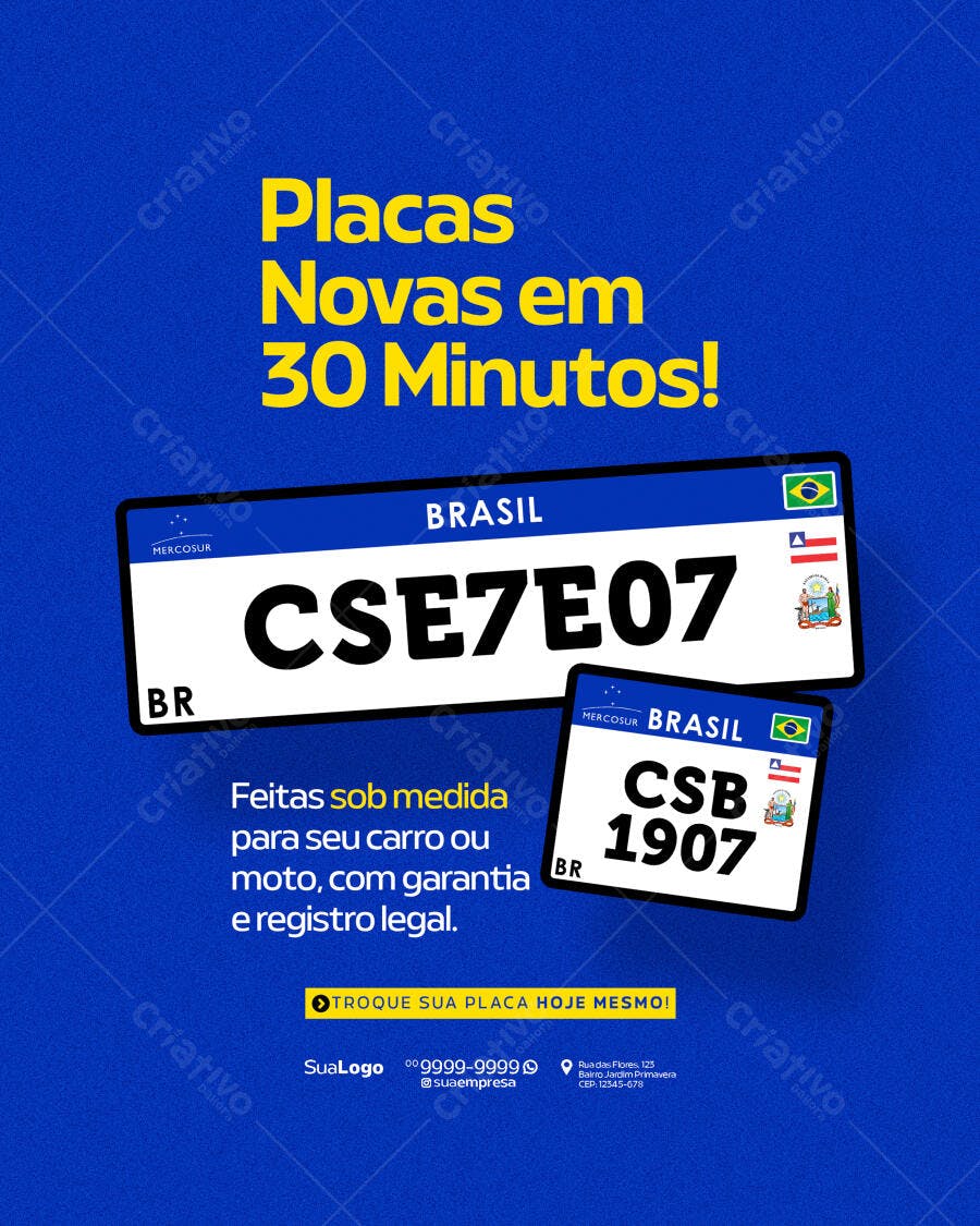 Flyer Placas de Carro PSD Editável