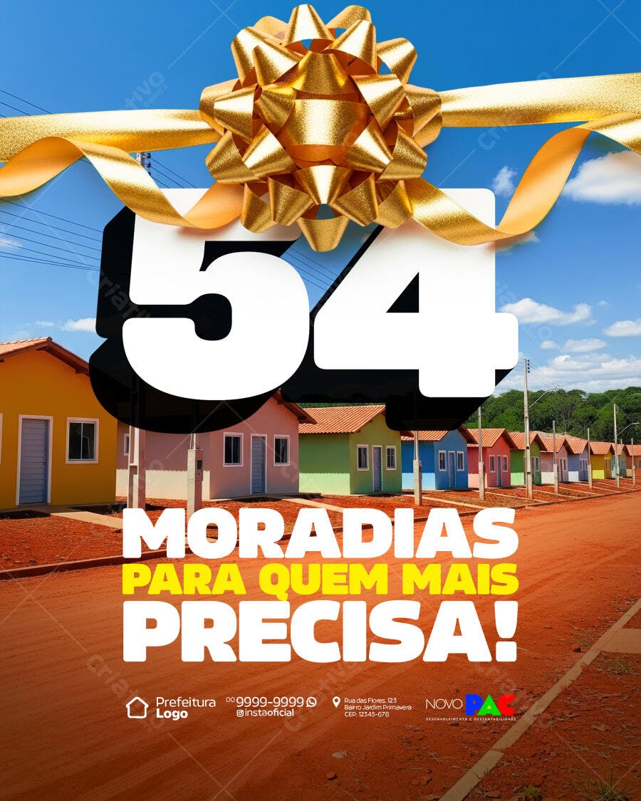 Flyer 54 Moradias para quem mais precisa PSD Editável