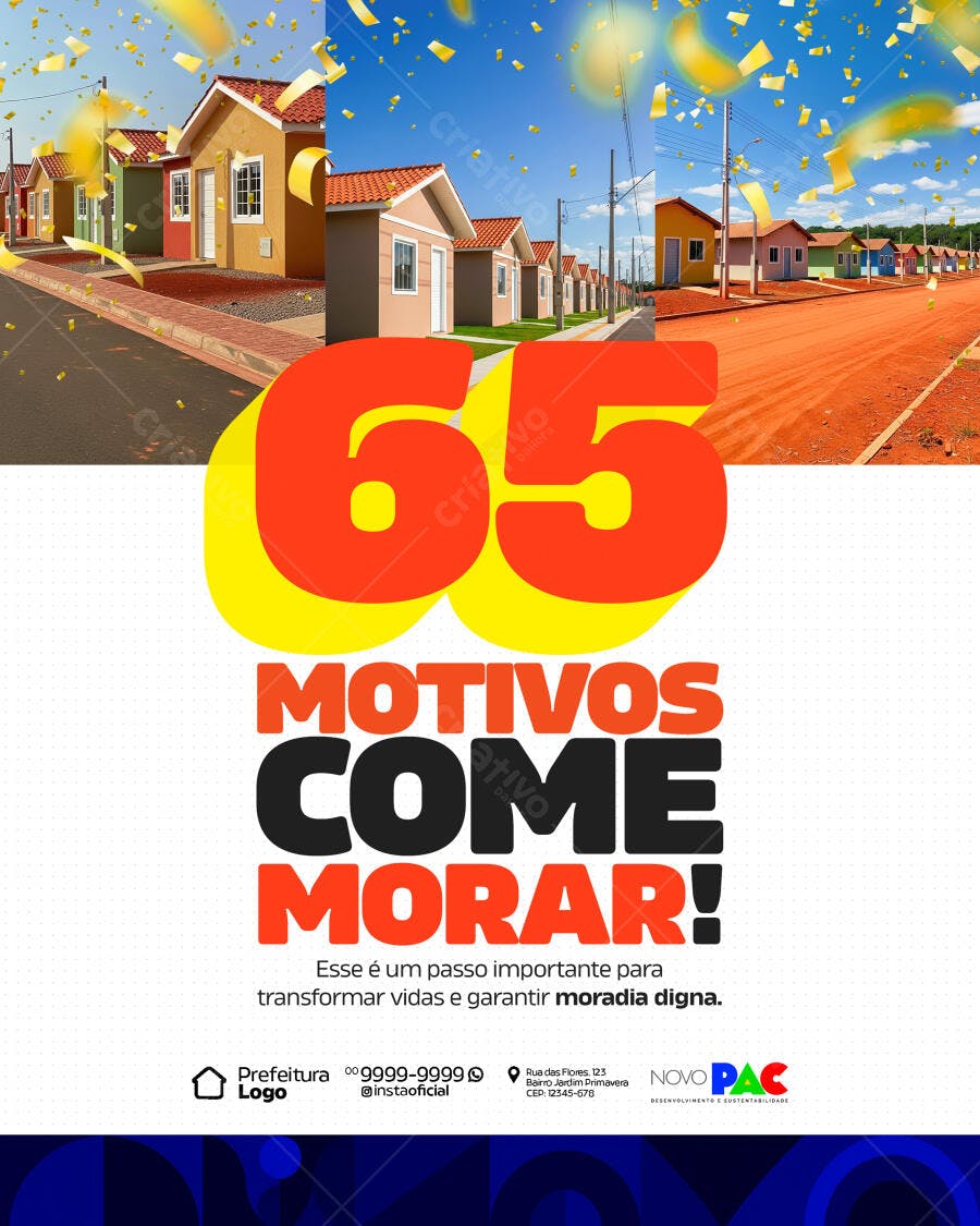 Flyer Imóveis 65 Motivos para Morar PSD Editável
