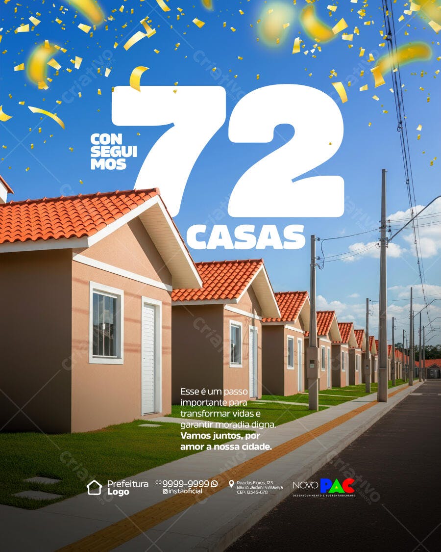 Flyer 72 Casas Programa Habitacional PSD Editável