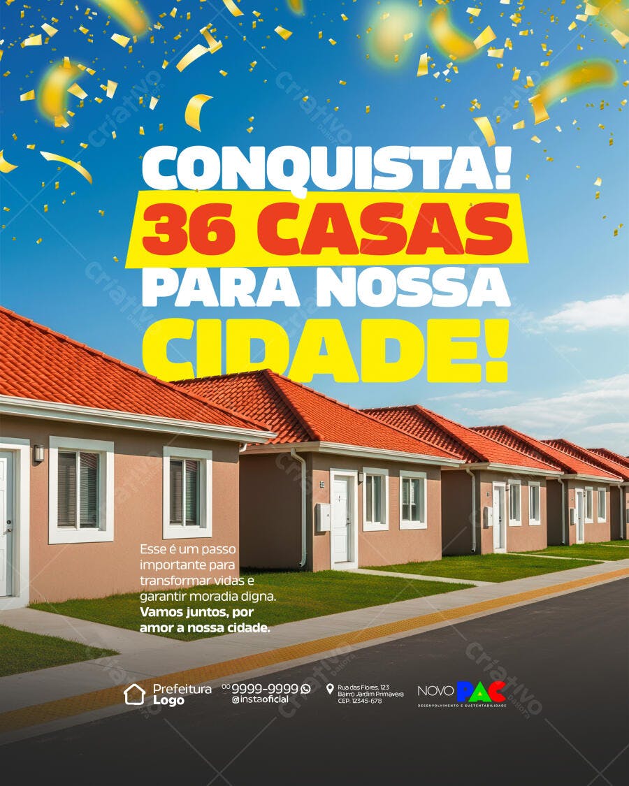Flyer Conquista de 36 Casas PSD Editável