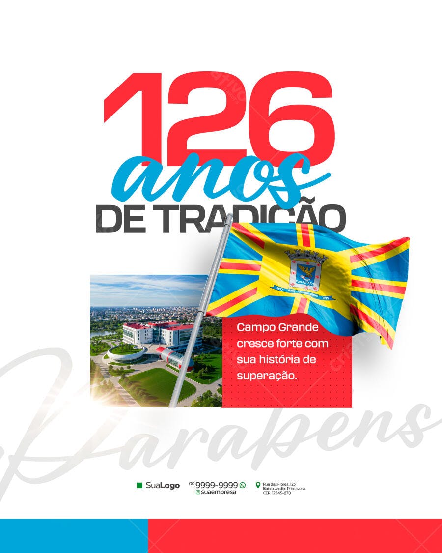 Flyer 126 Anos de Campo Grande PSD Editável