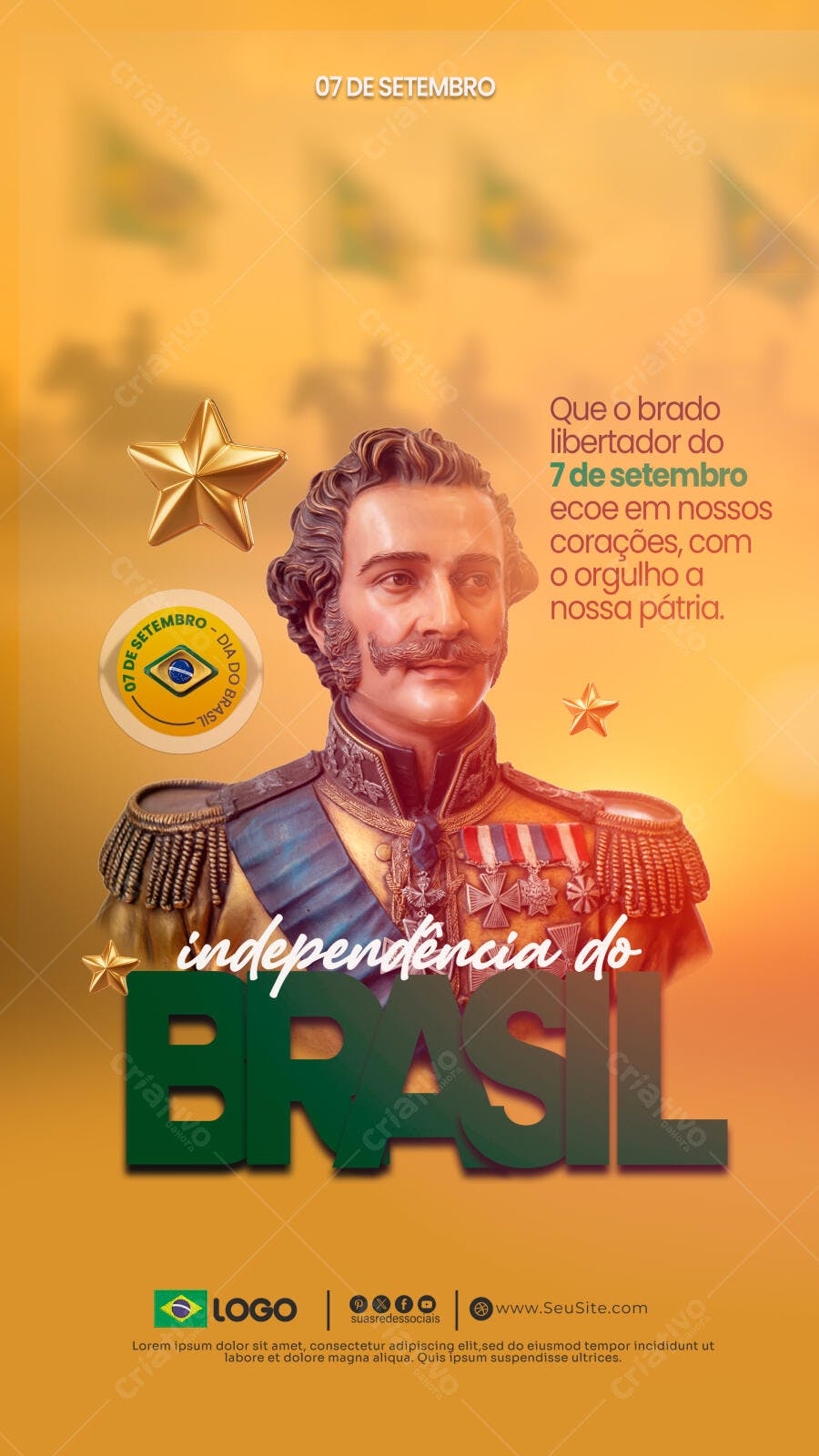 Flyer 7 de Setembro Independência do Brasil PSD Editável