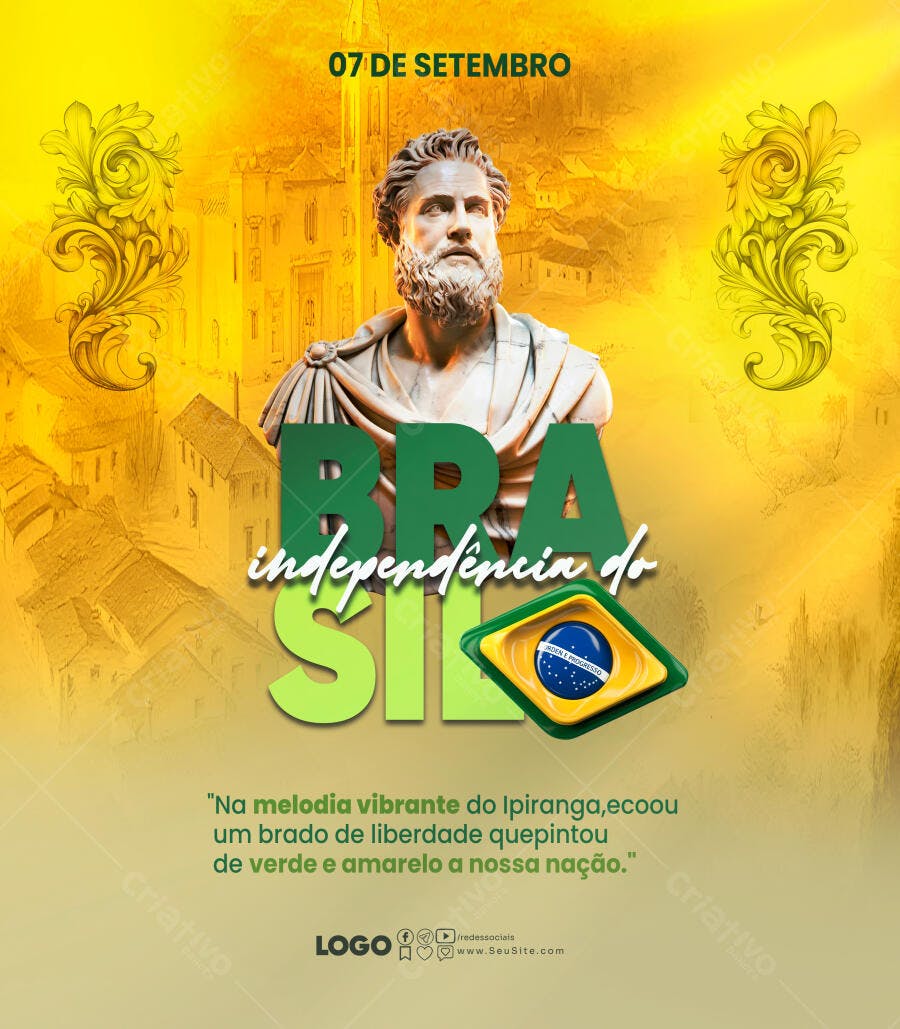 Flyer 7 de Setembro Independência do Brasil PSD Editável
