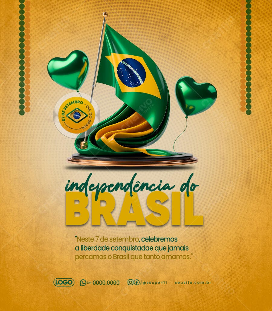 Flyer para o Dia da Independência do Brasil PSD Editável