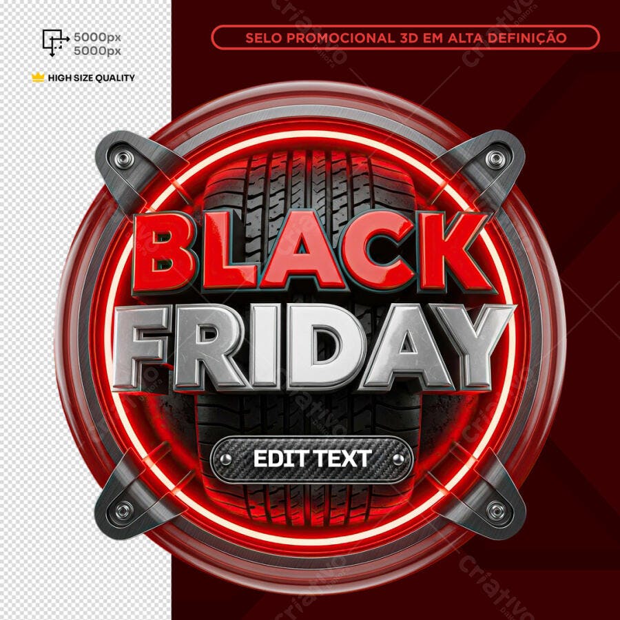 Selo Black Friday 3D PSD Editável