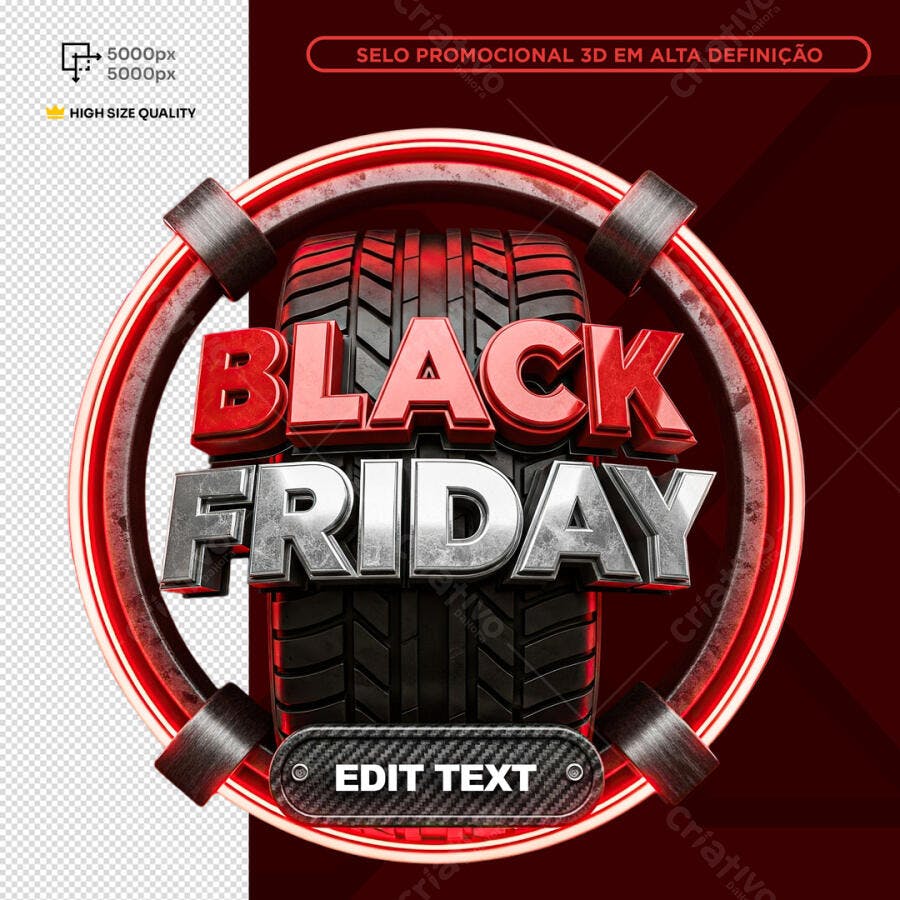 Selo Black Friday 3D PSD Editável