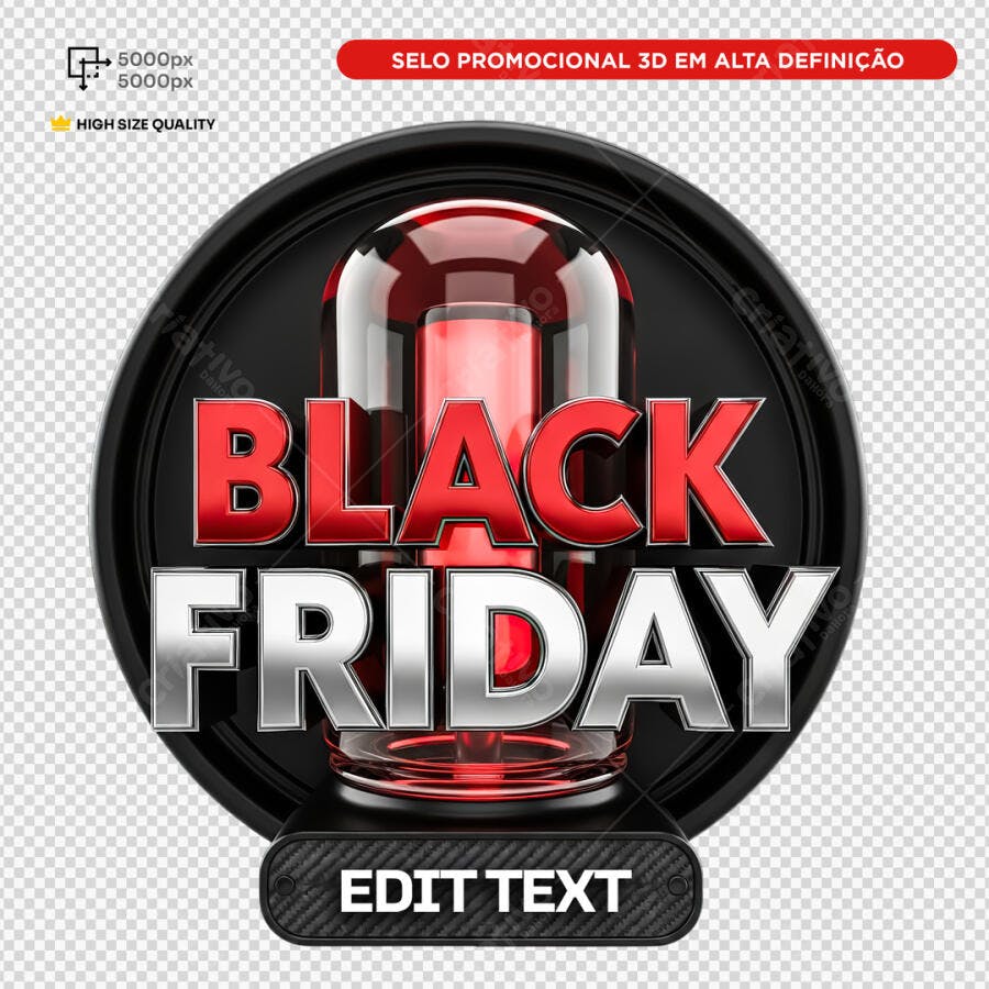 Selo Black Friday 3D PSD Editável