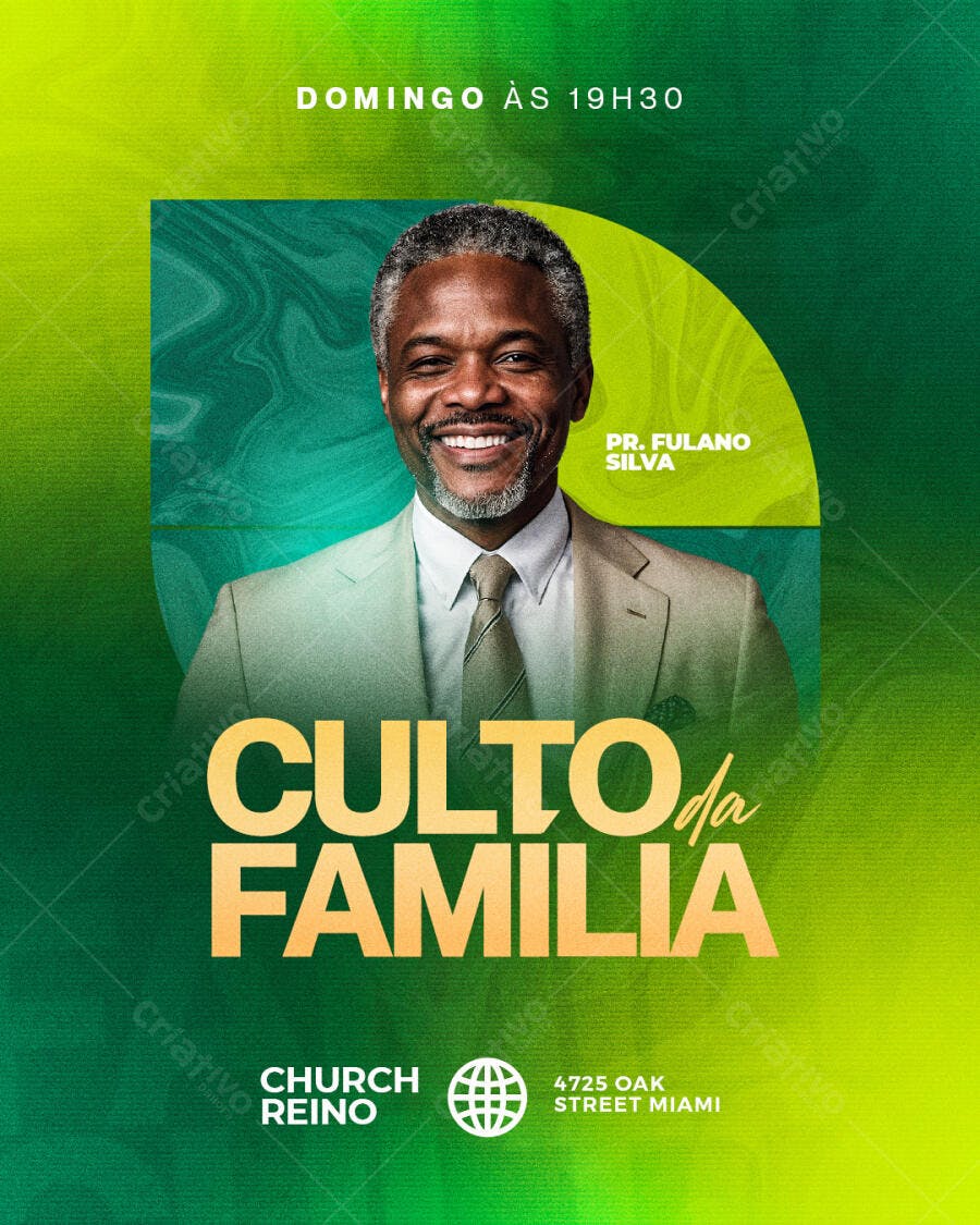 Flyer para Culto da Família PSD Editável