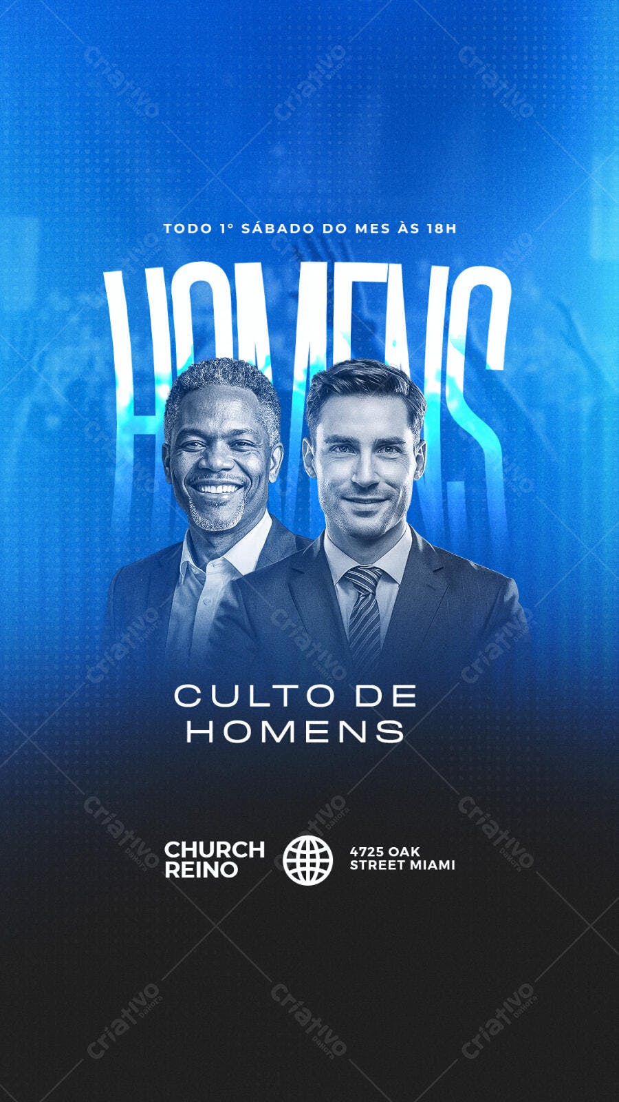 Flyer Culto de Homens PSD Editável