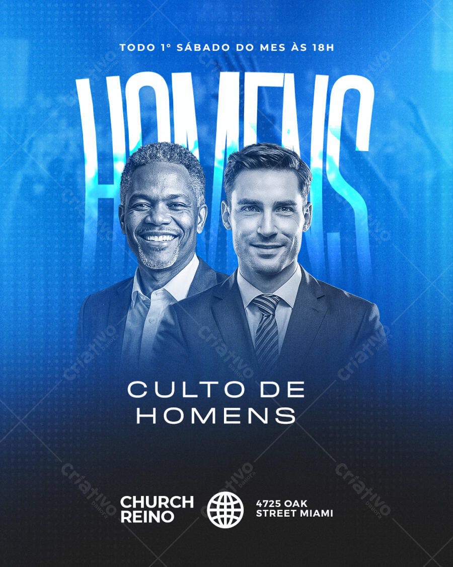 Flyer para Culto de Homens PSD Editável