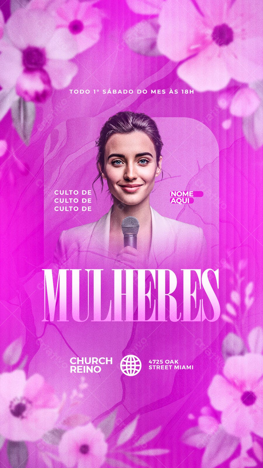Flyer para Culto de Mulheres PSD Editável