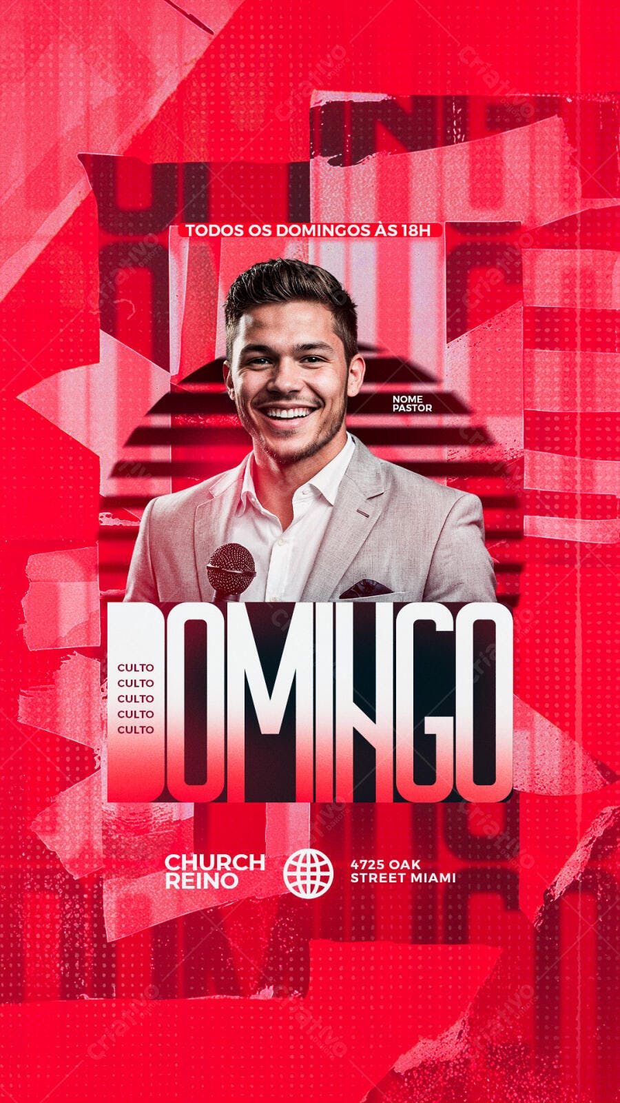 Flyer para Culto Dominical PSD Editável