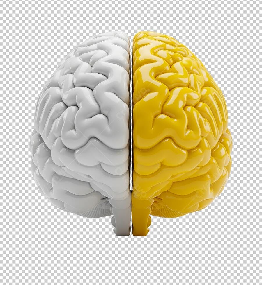 Icone Cérebro Metade Branca Metade Amarela PNG com fundo transparente