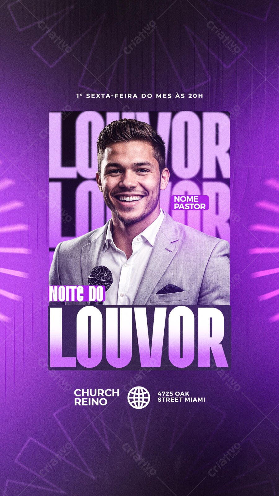 Flyer Noite de Louvor PSD Editável