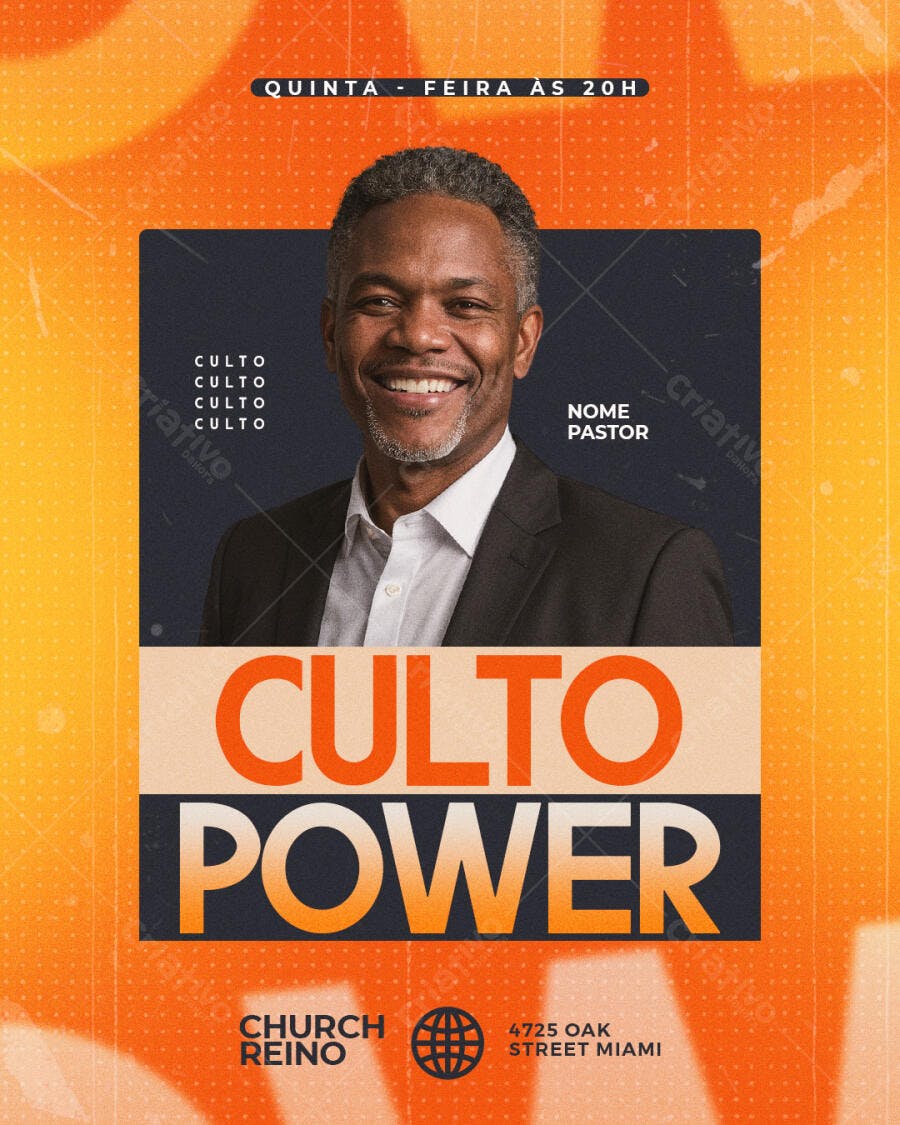 Flyer para Culto Power PSD Editável