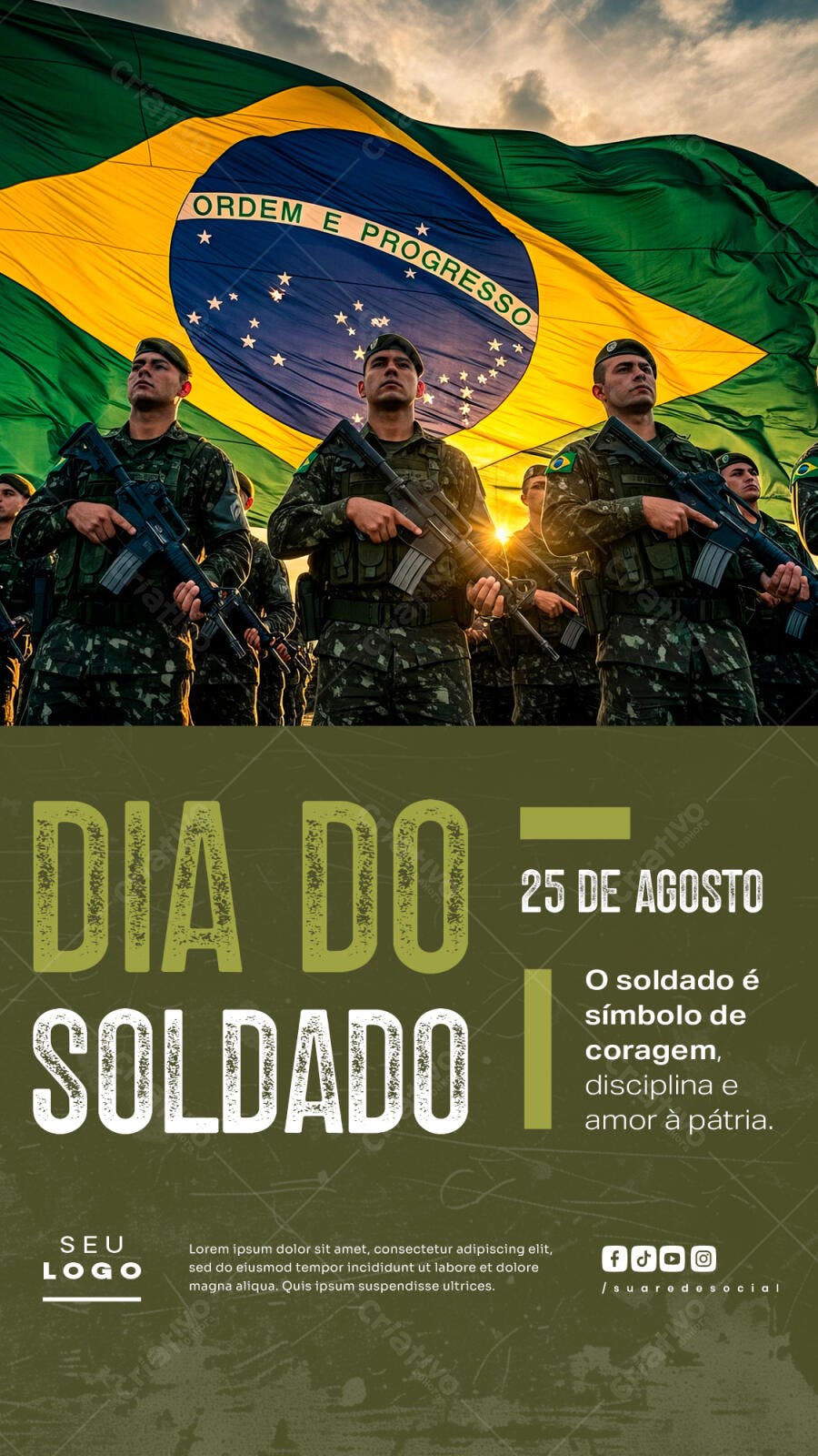 Flyer Dia do Soldado PSD Editável