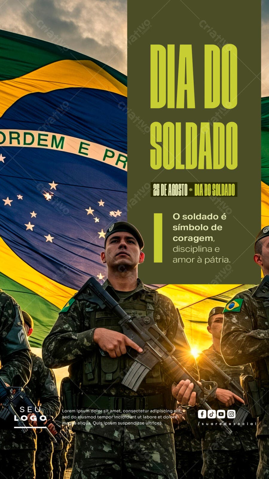 Flyer Dia do Soldado PSD Editável