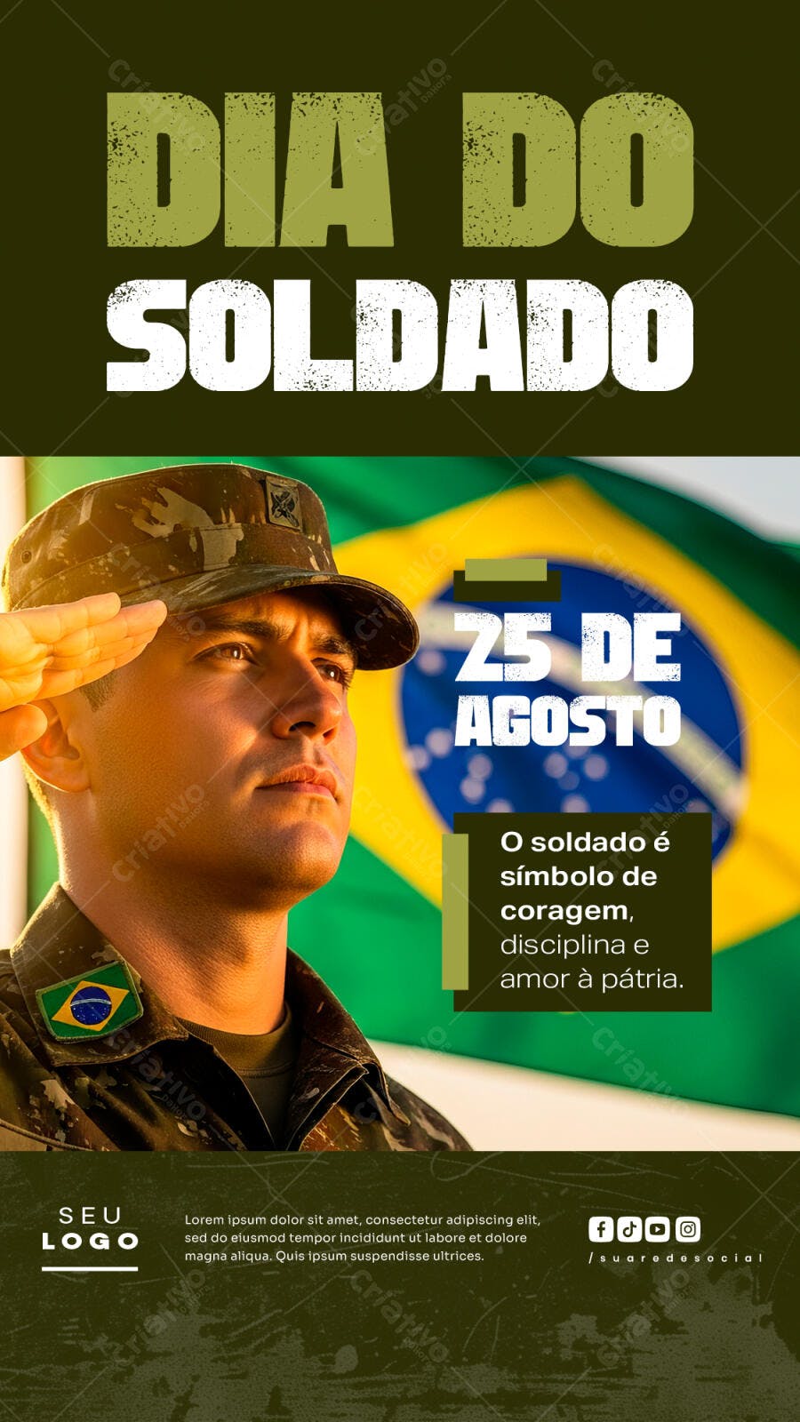 Flyer Dia do Soldado PSD Editável