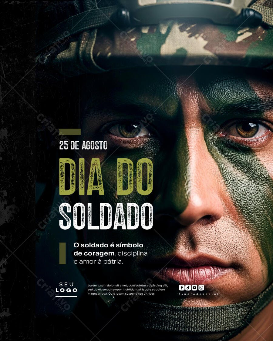 Flyer Dia do Soldado PSD Editável