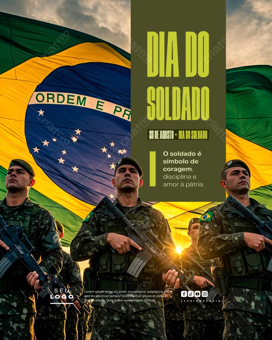 Flyer Dia do Soldado PSD Editável