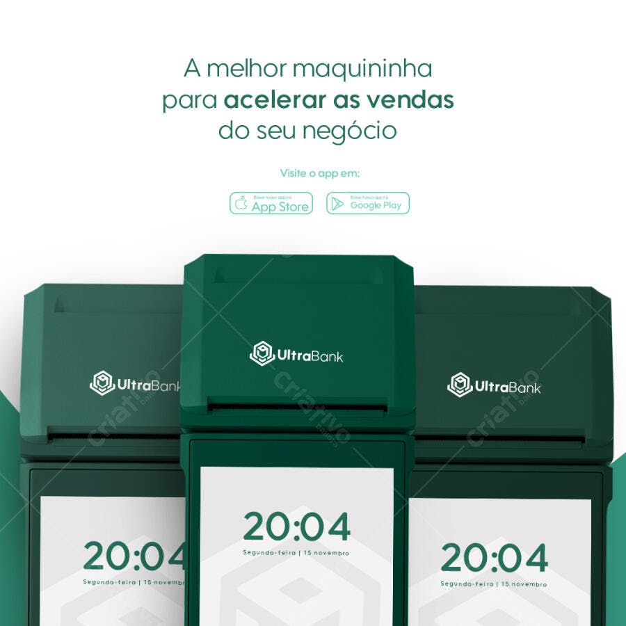 Mockup Maquininha de Cartão UltraBank PSD Editável