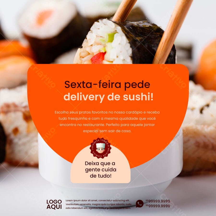 Flyer para Delivery de Sushi PSD Editável