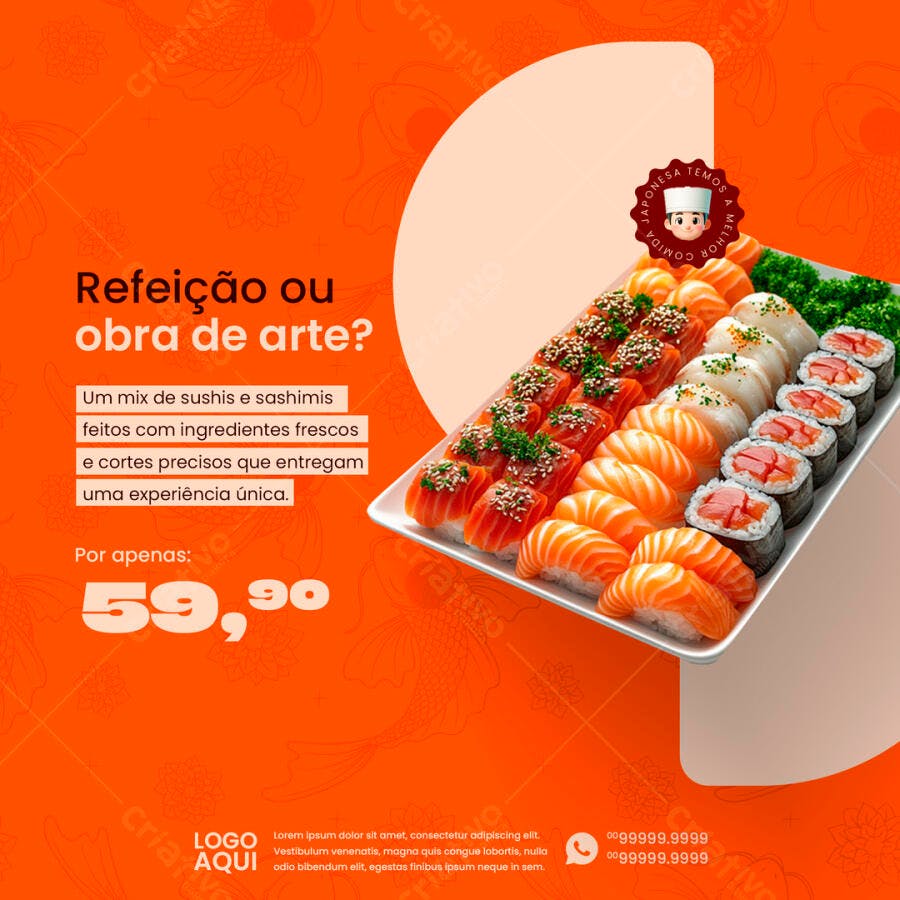 Cardápio de Sushi PSD Editável