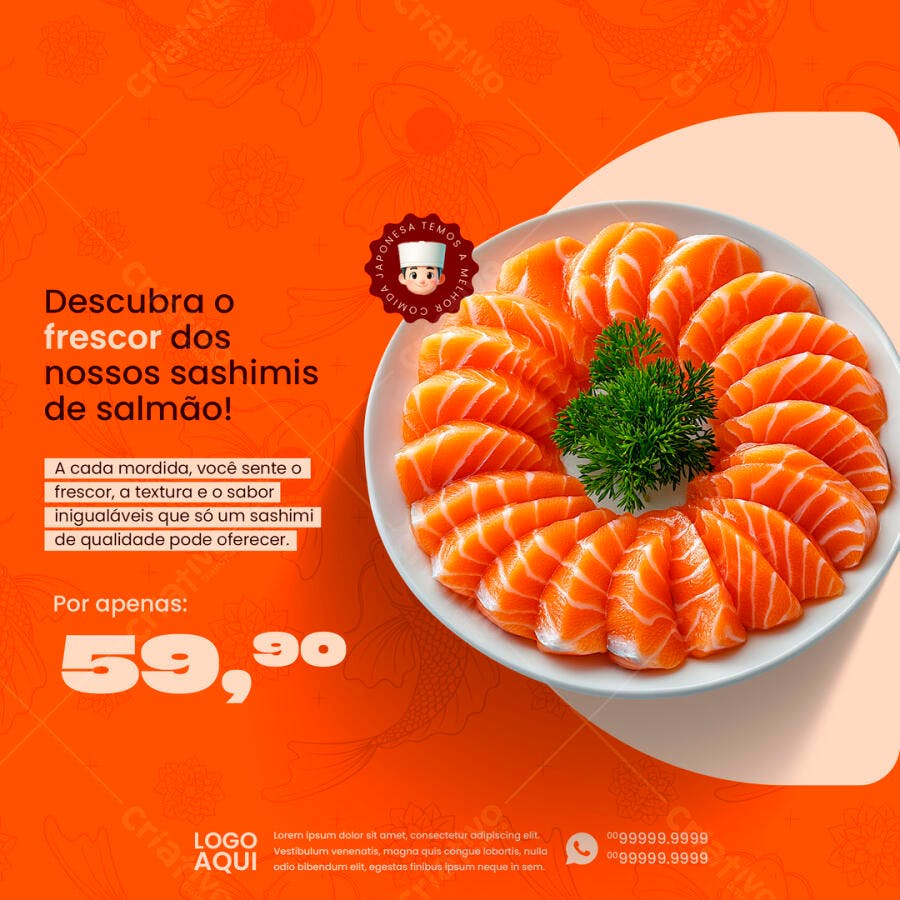 Flyer para Promoção de Sashimi PSD Editável