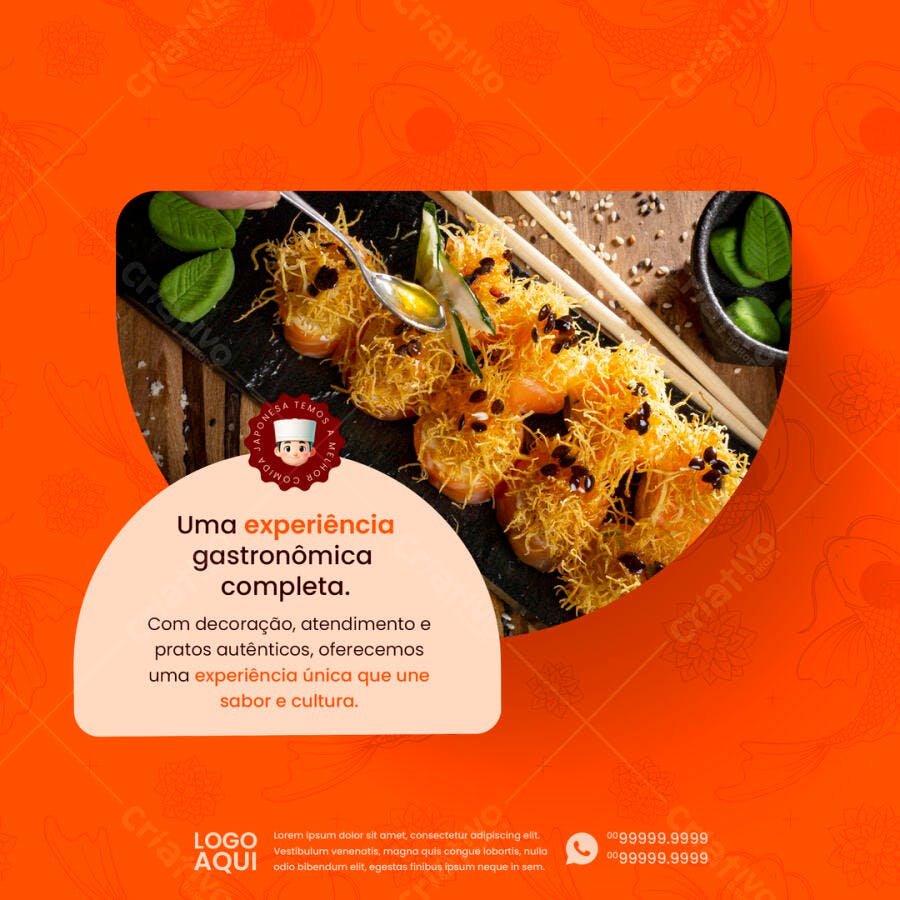 Postagem Instagram para Restaurante Japonês PSD Editável