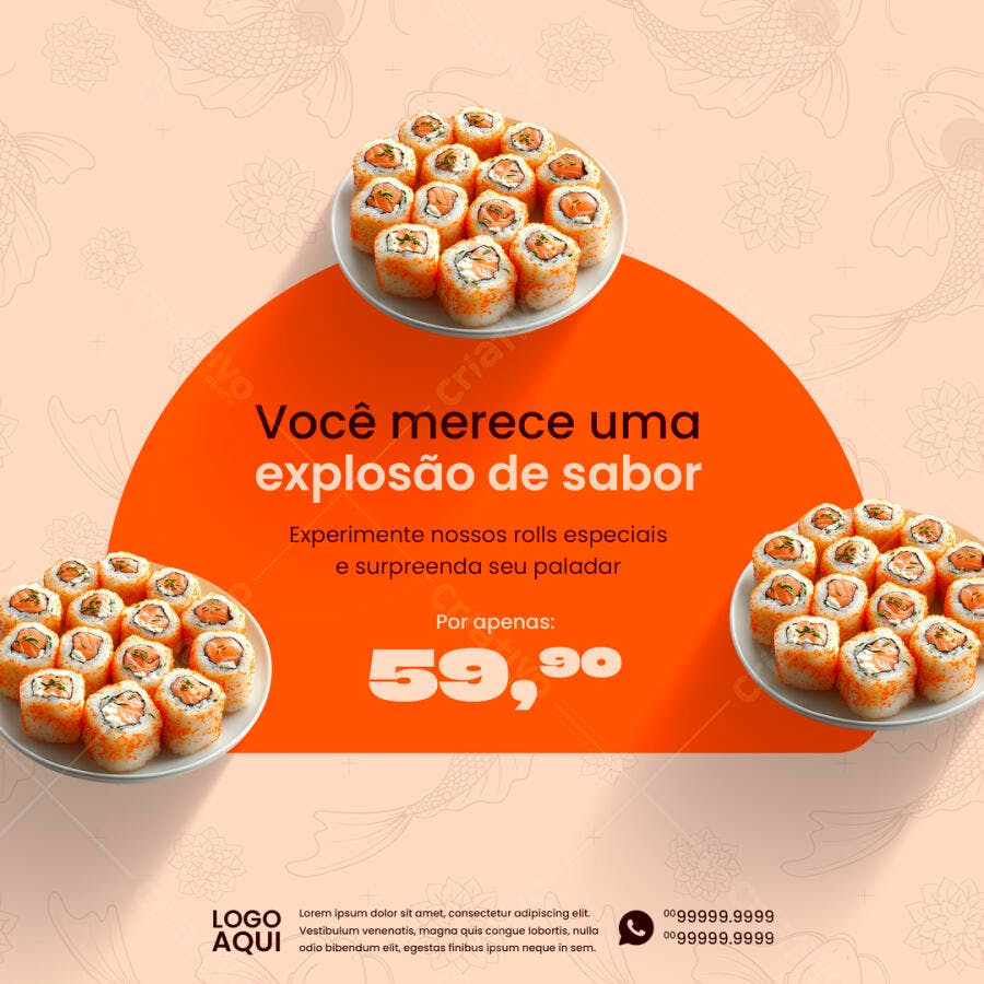 Postagem Instagram para Restaurante Japonês PSD Editável