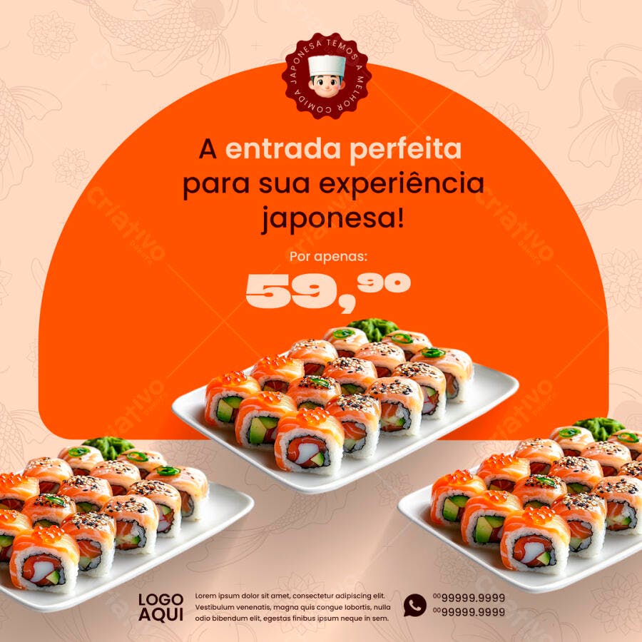 Flyer para Promoção de Sushi PSD Editável