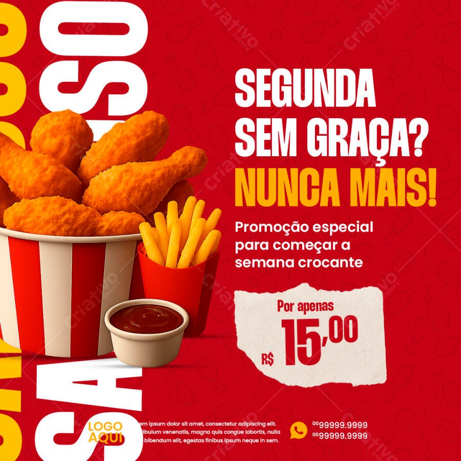 Flyer Promoção de Frango e Batata PSD Editável