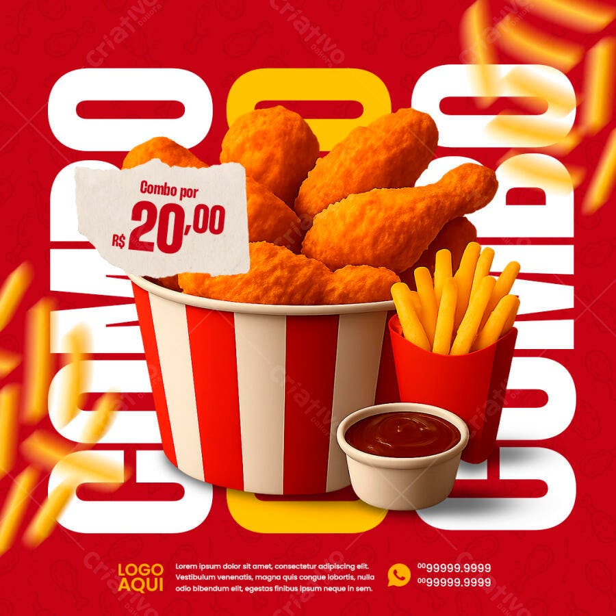 Flyer Combo de Frango e Batata PSD Editável