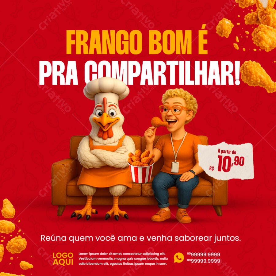 Flyer Promoção Frango para Compartilhamento PSD Editável