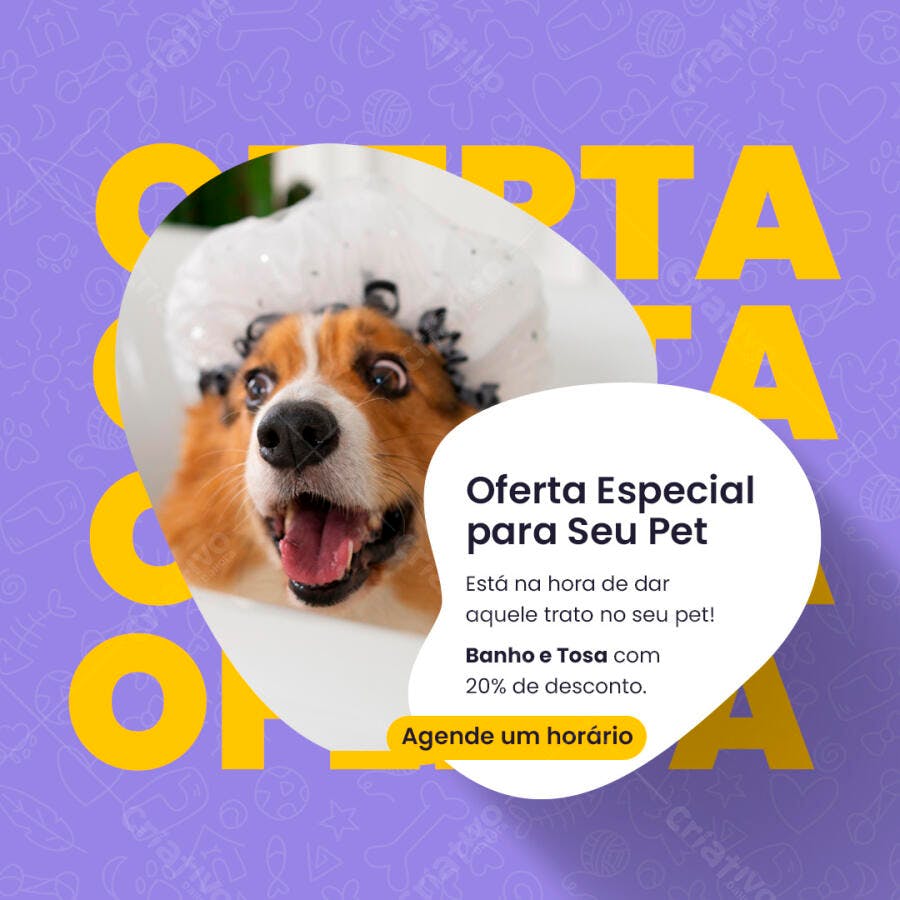 Postagem Pet Shop Banho e Tosa PSD Editável