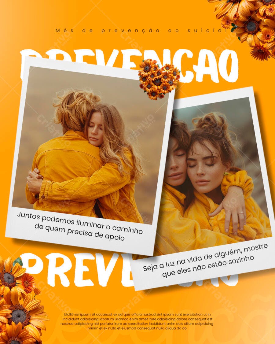 Flyer Prevenção ao Suicídio Setembro Amarelo PSD Editável