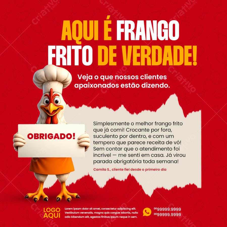 Postagem Redes Sociais Frango Frito PSD Editável