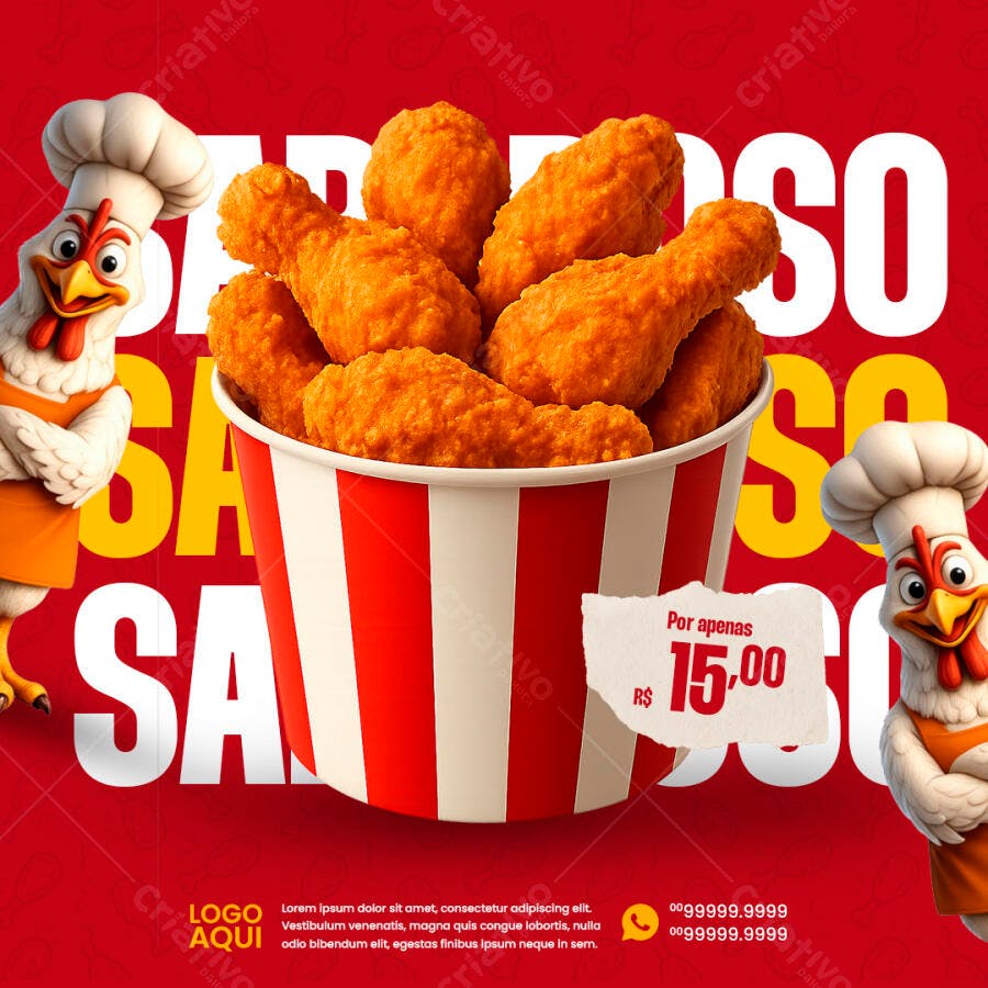 Flyer para Promoção de Frango Crocante PSD Editável