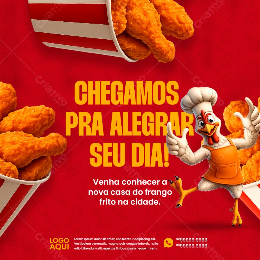 Flyer Lançamento de Frango Frito PSD Editável