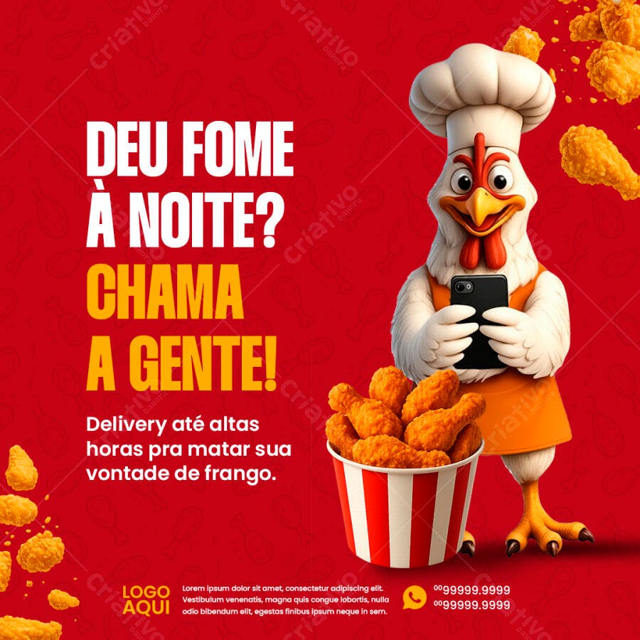 Flyer Delivery de Frango à Noite PSD Editável