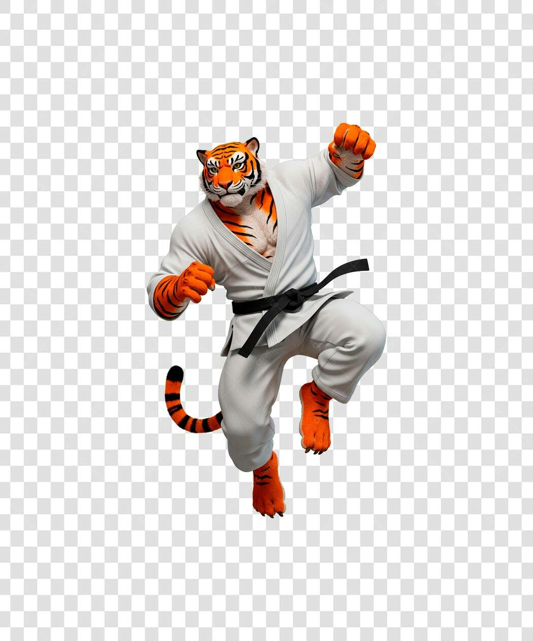 Icone Tigre praticando Karatê PNG com fundo transparente