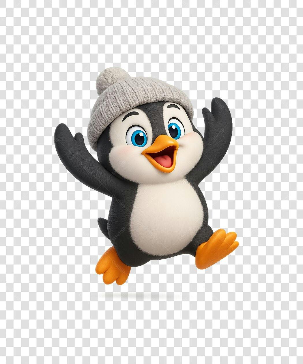 PNG Mascote Pinguim Inverno com fundo transparente